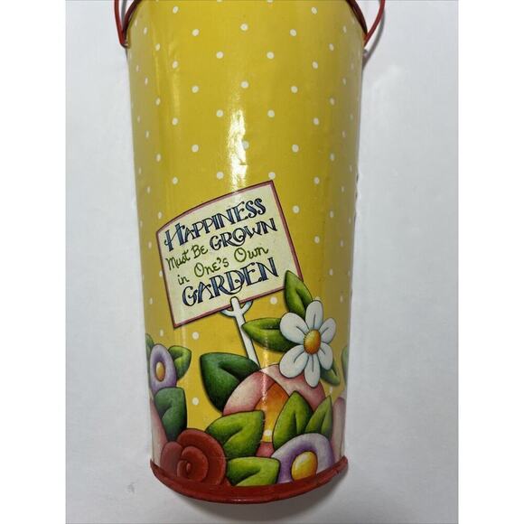 Mary‎ Engelbreit ME Flower Garden Metal Half Pail Vase Wall Table Decor 10” - Picture 2 of 14